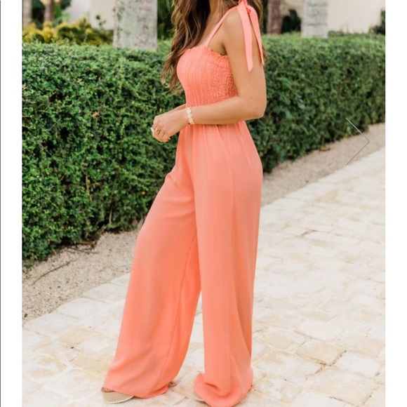 Pink Lily salmon jumpsuit - Picture 2 of 5